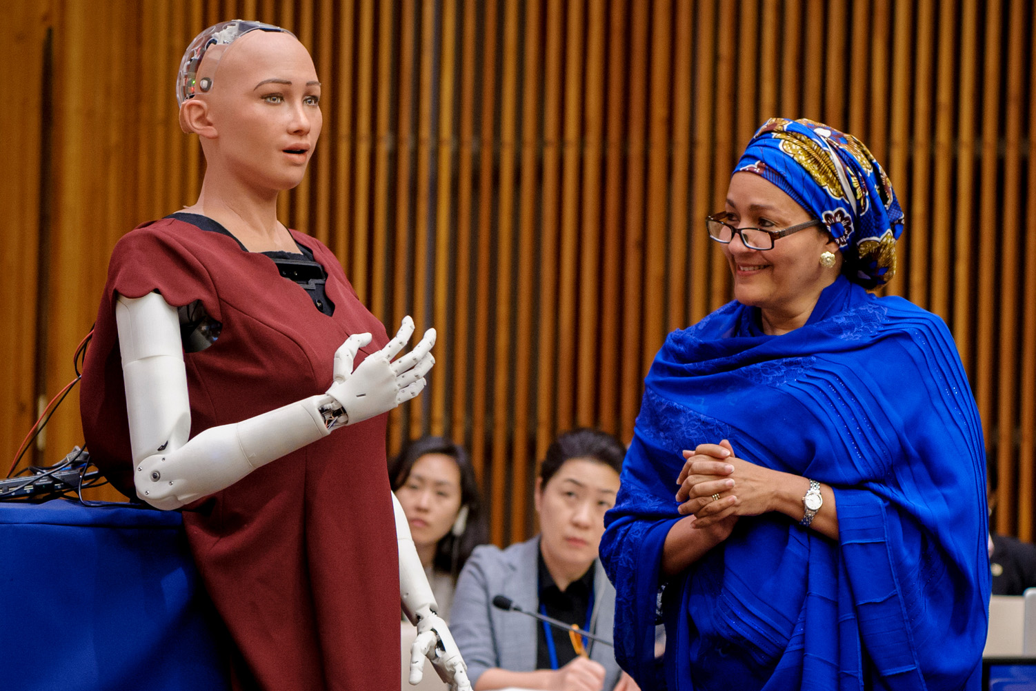 humanoid robot and DSG Amina Mohamed