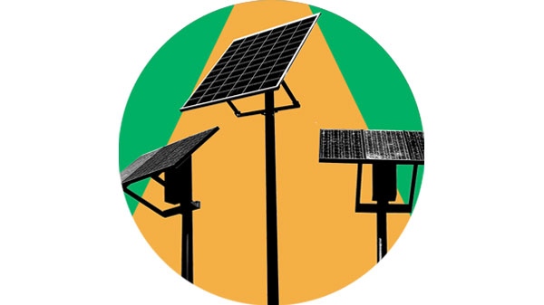 Illustration de trois panneaux solaires