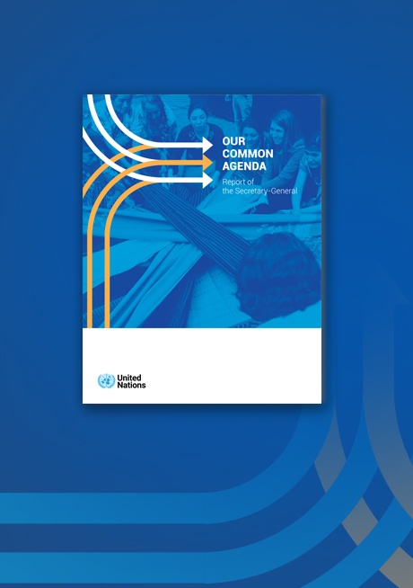 Cover image of the Our Common Agenda report with background embellishment