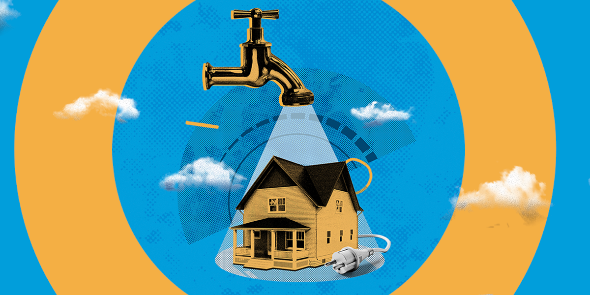 Illustration d'un robinet au-dessus d'une maison