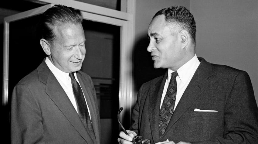 U.N. Secretary-General Dag Hammarskj?ld (left) and Mr. Ralph Bunche